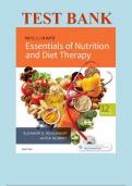 TEST BANK For Williams' Essentials of Nutrition and Diet Therapy, 13th Edition Schlenker & Gilbert, Verified Chapters 1 - 25, Complete Newest Version