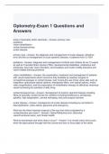 Optometry-Exam 1 Questions and Answers 2024 -Graded A