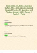 Final Exam: NUR201 / NUR 201 (Latest 2024 / 2025 Update) Medical-Surgical Nursing I | Questions and Verified Answers 100% Correct | Grade A - Fortis