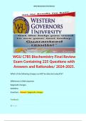 WGU C785 Biochemistry Final Review Exam Containing 225 Questions with Answers and Rationales/ 2024-2025.