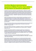 Certified Medical Administrative Assistant (CMAA) Practice Test (2024) || All Questions & Solutions (Rated A+) 