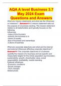 AQA A level Business 3.7 May 2024 Exam  Questions and Answers