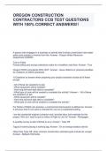 OREGON CONSTRUCTION CONTRACTORS CCB TEST QUESTIONS WITH 100% CORRECT ANSWERS!!