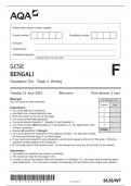 2023 AQA GCSE BENGALI FOUNDATION TIER PAPER 4 TEST QUESTION PAPER AND MARK SCHEME 8638WF BUNDLE