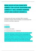 RENAL NCLEX ACTUAL EXAM WITH CORRECT 130+ ACTUAL QUESTIONS AND CORRECTLY  WELL DEFINED ANSWERS LATEST 2024 ALREADY GRADED A+ 