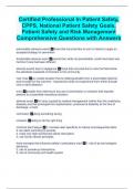 Certified Professional In Patient Safety, CPPS, National Patient Safety Goals, Patient Safety and Risk Management Comprehensive Questions with Answers