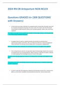 2024 RN OB Antepartum NGN-NCLEX Questions GRADED A+ (300 QUESTIONS with Answers)