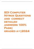 SDI Computer Nitrox Questions and correct detailed answers 100% Pass| graded a+|2024