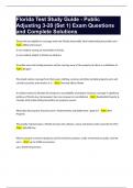 Florida Test Study Guide - Public Adjusting 3-20 (Set 1) Exam Questions and Complete Solutions