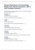 Nevada State Board of Cosmetology: Milady Exam Review Questions - SET V with Complete Solutions 