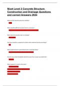 Nicet Level 2 Concrete Structure Construction and Drainage Questions and correct Answers 2024