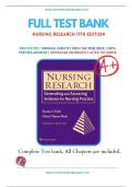 Test Bank for Nursing Research Generating and Assessing Evidence for Nursing Practice 11th Edition By Denise Polit; Cheryl Beck 9781975110642 Chapter 1-33 Questions and Answers A+