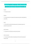 A level English Language AQA frameworks Questions & Correct Answers/ Graded A+