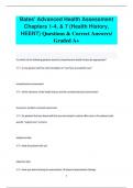 Bates' Advanced Health Assessment  Chapters 1-4, & 7 (Health History,  HEENT) Questions & Correct Answers/  Graded A+