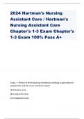 2024 Hartman's Nursing Assistant Care / Hartman's Nursing Assistant Care Chapter's 1-3 Exam Chapter's 1-3 Exam 100% Pass A+