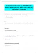 Champions School of Real Estate - Real Estate Finance Questions & Correct  Answers/ Graded A+