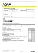 AQA 2023 AS CHEMISTRY7404/1 Paper 1 Inorganic and Physical Chemistry Question Paper + Mark scheme [MERGED] June 2023