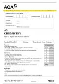 AQA 2023 AS CHEMISTRY7404/2 Paper 2 Organic and Physical Chemistry Question Paper + Mark scheme [MERGED] June 2023