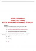 NURS 6551 Midterm Exam (2023); Primary Care of Women (Verified answers, Scored A)