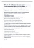 Illinois Real Estate License Law Questions and Answers (Graded A)