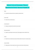 Edexcel A-Level Economics Theme 1 Questions & Correct Answers/ Graded A+