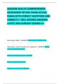 SHADOW HEALTH COMPREHENSIVE ASSESSMENT RETAKE EXAM( ACTUAL EXAM) WITH CORRECT QUESTIONS AND CORRECTLY  WELL DEFINED ANSWERS LATEST 2024 ALREADY GRADED A+         