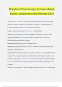 Maryland Psychology Jurisprudence Exam Questions and Answers 2024