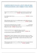 EARTH SCIENCE EXAM REVIEW 2024/2025  WITH QUESTIONS AND CORRECT ANSWERS