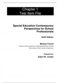 Test Bank For Special Education Contemporary Perspectives for School Professionals, 6th Edition by Marilyn Friend Chapter 1-15