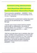 Assisted Living Administrator  Test Questions With Revised  Correct Answers <Guarantee Pass>