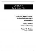 Test Bank For Inclusive Assessment An Applied Approach, 9th Edition by Terry Overton Adam W. Jordan Chapter 1-13