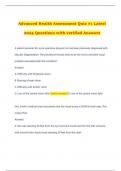 Advanced Health Assessment Quiz #1 Latest 2024 Questions with verified Answers