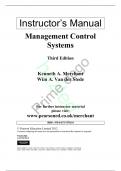 Solution manual for management control systems 3rd edition by K.A Merchant and  W.A Van der Stede