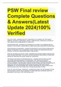 PSW Final review Complete Questions & Answers(Latest Update 2024)100% Verified