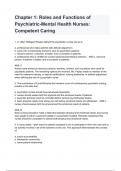 Chapter 1: Roles and Functions of Psychiatric-Mental Health Nurses: Competent Caring Exam 2024/2025 Questions & Answers Guaranteed Pass.