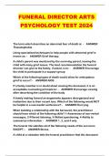 FUNERAL DIRECTOR ARTS PSYCHOLOGY TEST 2024