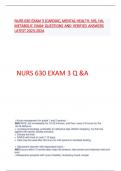 NURS 630 EXAM 3 (CARDIAC, MENTAL HEALTH, MS, HA,  METABOLIC EXAM QUESTIONS AND VERIFIED ANSWERS  LATEST 2023-2024