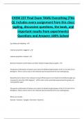 CHEM 237 Final Exam TAMU Everything (This  QL includes every assignment from this class:  sapling, discussion questions, the book, and  important results from experiments)  Questions and Answers 100% Solved 