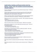 Health Online- Nutrition and Physical Activity (Unit Test Review).  Activity- Unit Test Complete Answered Spring 2023. Already Graded A+. 