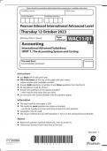 PEARSON EDEXCEL INTERNATIONAL A LEVEL ACCOUNTING PAPER 1 2023 (WAC11/01: The Accounting System and Costing)