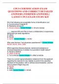 CPCS CERTIFICATION EXAM QUESTIONS AND CORRECT DETAILED ANSWERS (VERIFIED ANSWERS) | LATEST CPCS EXAM STUDY KIT