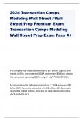 2024 Transaction Comps Modeling Wall Street / Wall Street Prep Premium Exam Transaction Comps Modeling Wall Street Prep Exam Pass A+