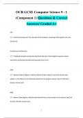 OCR GCSE Computer Science 9 - 1  (Component 1) Questions & Correct  Answers/ Graded A+