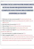 WATER CYCLE AND WATER INSECURITY ACTUAL EXAM 100 QUESTIONS WITH COMPLETE SOLUTIONS 2024 (VERIFIED ANSWERS) A+ RATED.p