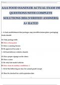 AAA FOOD HANDLER ACTUAL EXAM QUESTIONS WITH COMPLETE SOLUTIONS 2024 (VERIFIED ANSWERS) A+ RATED.