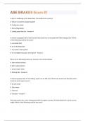 ASE BRAKES Exam #1 Questions and Answers(A+ Solution guide)