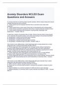 Anxiety Disorders NCLEX Exam Questions and Answers 2024