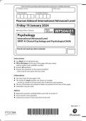 Pearson Edexcel 2024 International Advanced Level Psychology (Paper 4;Clinical Psychology and Psychological Skills) WPS04/01