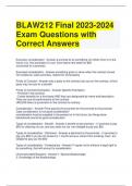 BLAW212 Final 2023-2024 Exam Questions with Correct Answers