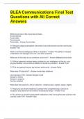 BLEA Communications Final Test Questions with All Correct Answers